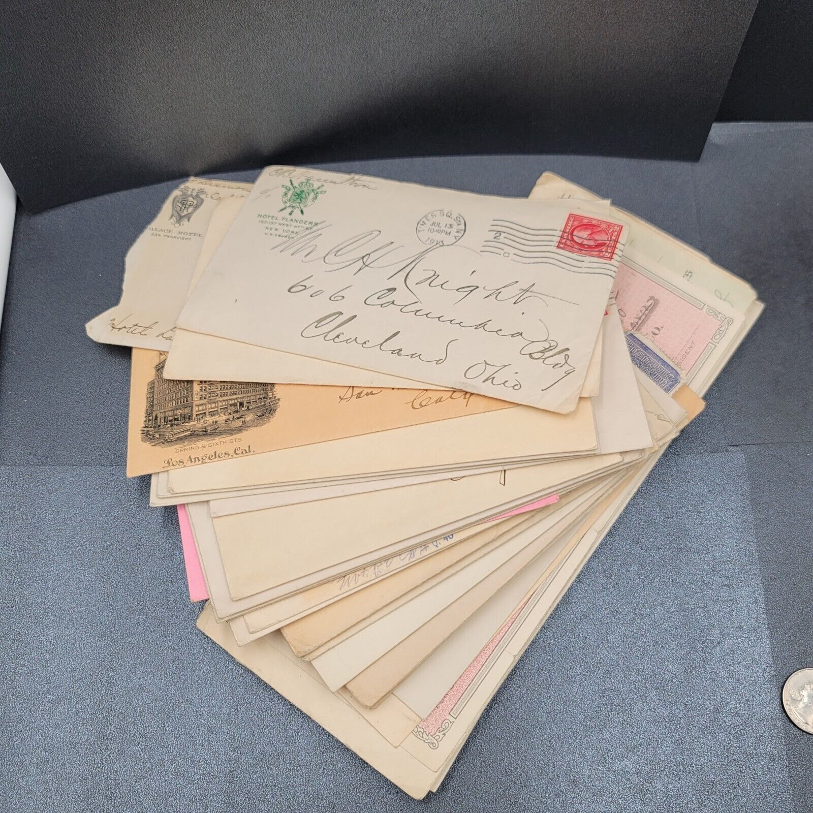 Antique Ephemera Business Letters 1913 Bank Checks Postcards 1 Cent 2 Cent Stamp