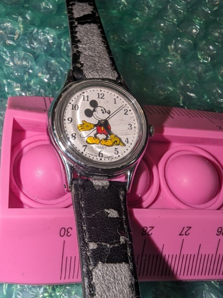 Vintage Disney 1980s Mickey Mouse LORUS Watch Water Resistant Stainless Steel