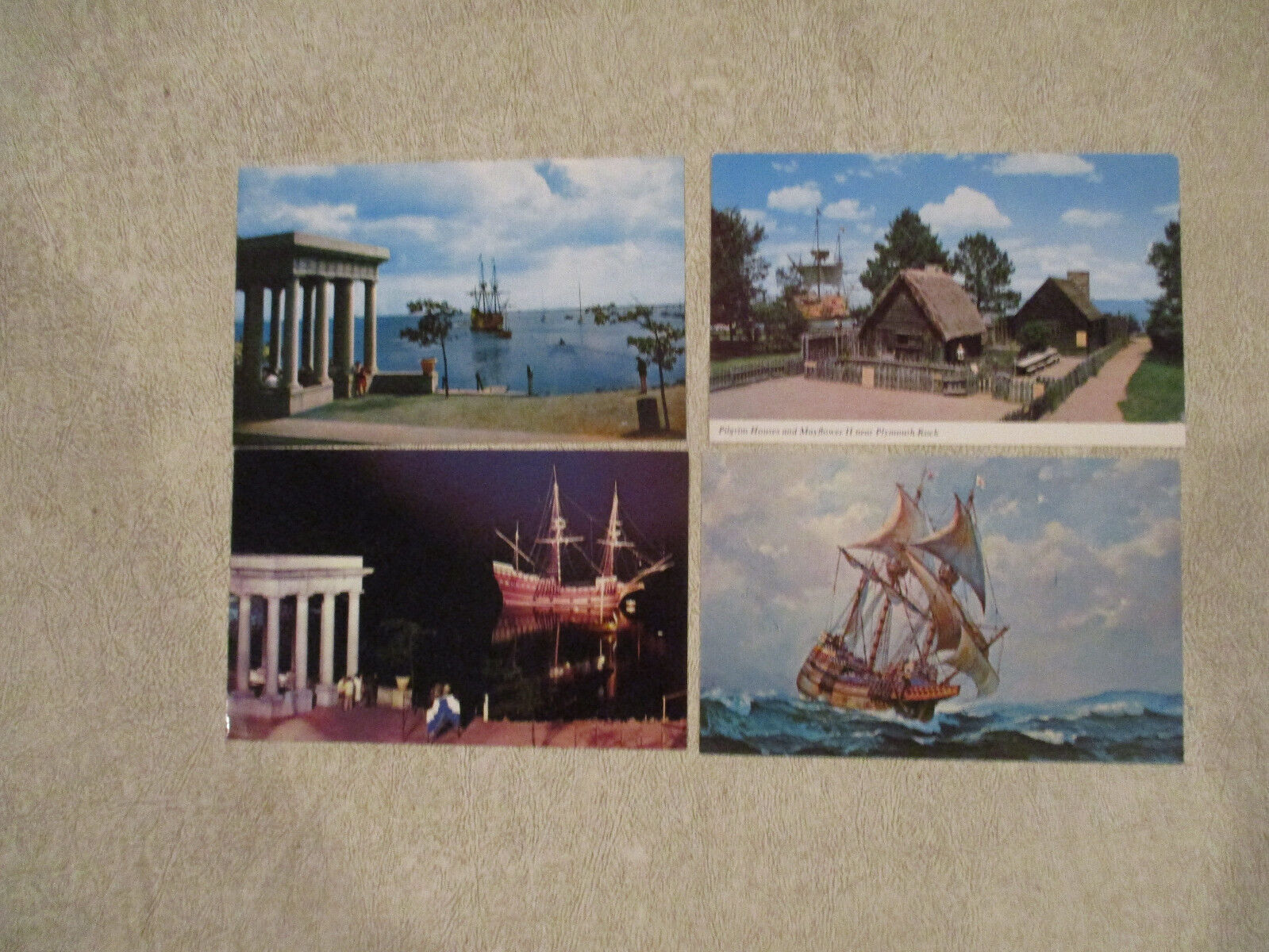 Lot of 4 Plymouth Mayflower Postcards, Unposted