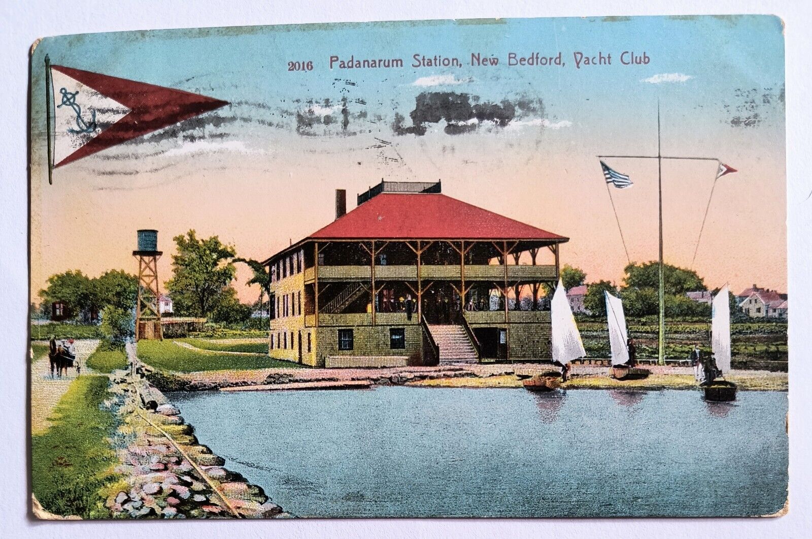 New Bedford MA Massachusetts Yacht Club Padanarum Station 1911 Postcard C5
