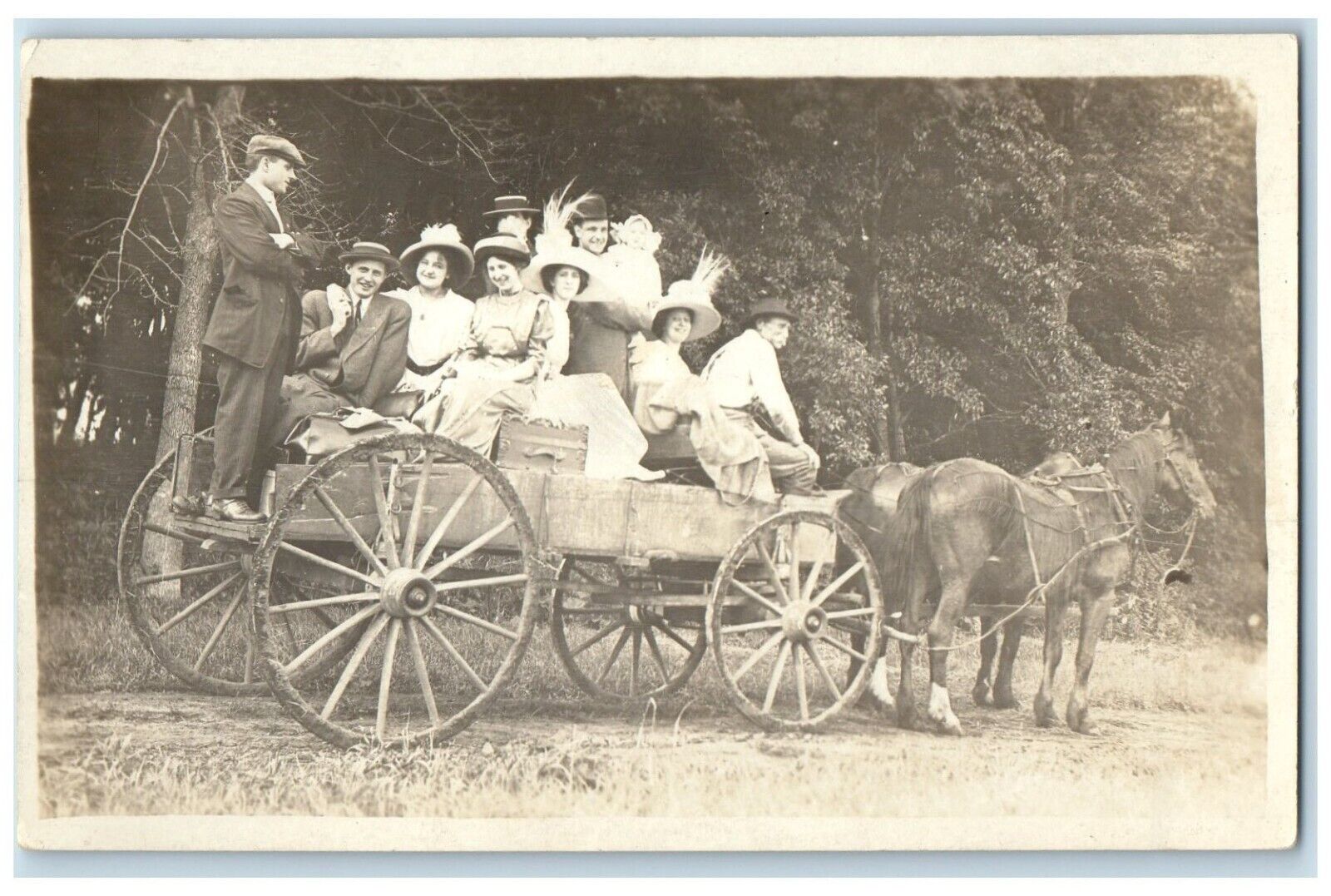 1912 Horses And Wagon New Hampton Iowa IA RPPC Photo Posted Antique Postcard