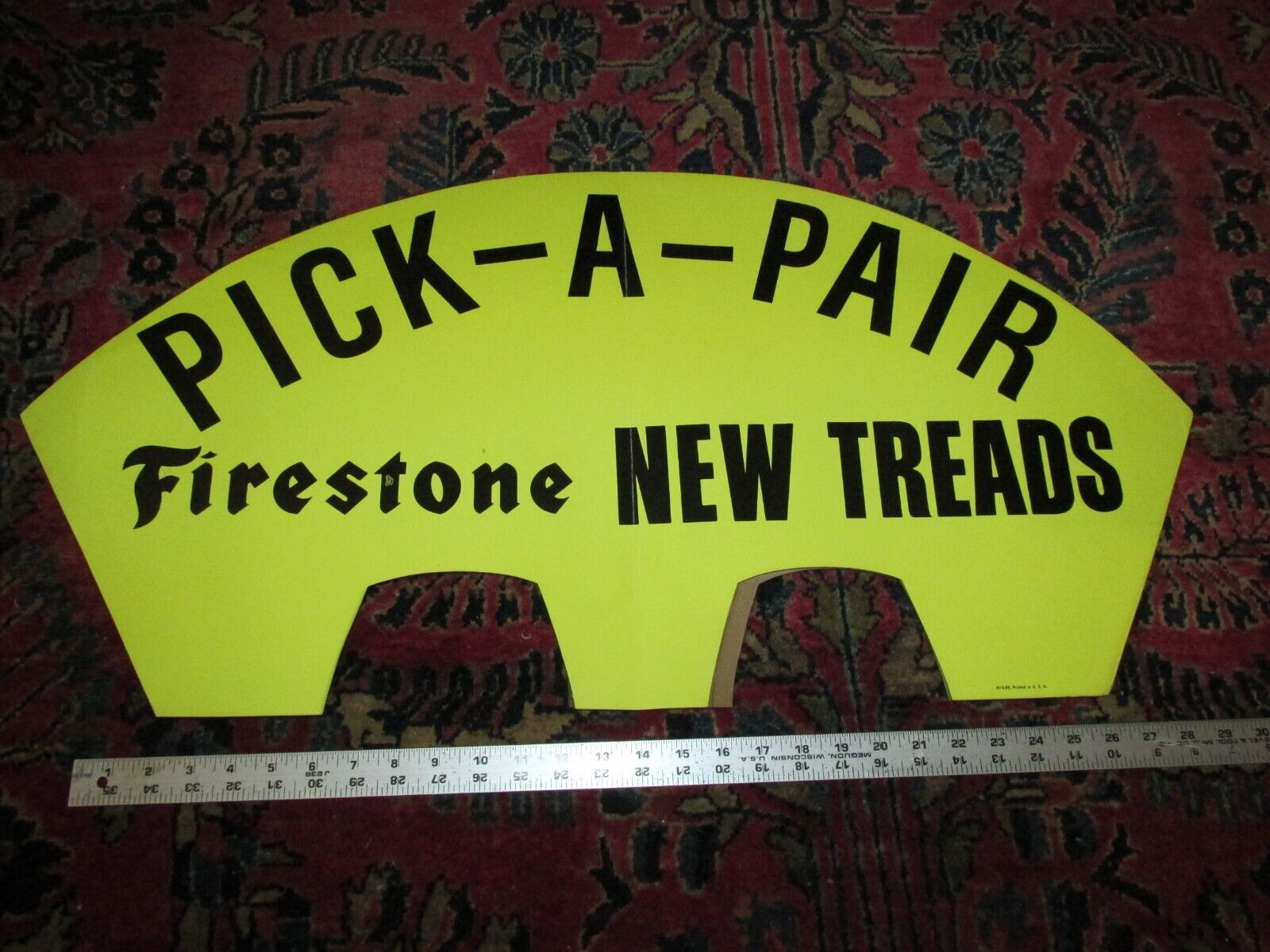 VTG FIRESTONE TIRE DEALER AD 1959 SIGN PICK A PAIR NEW TREADS ORIG RETAIL STORE
