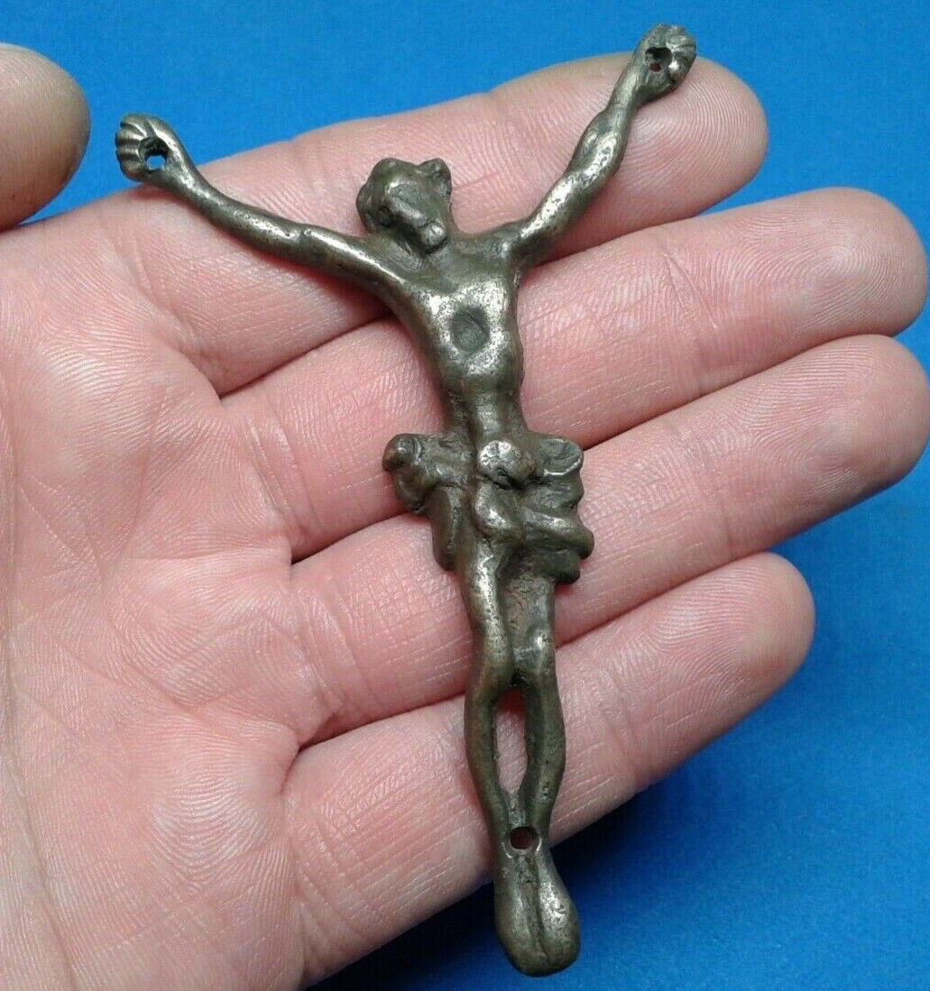 Ancient Bronze Crucifixion of Jesus Christ 17 - 18th century.