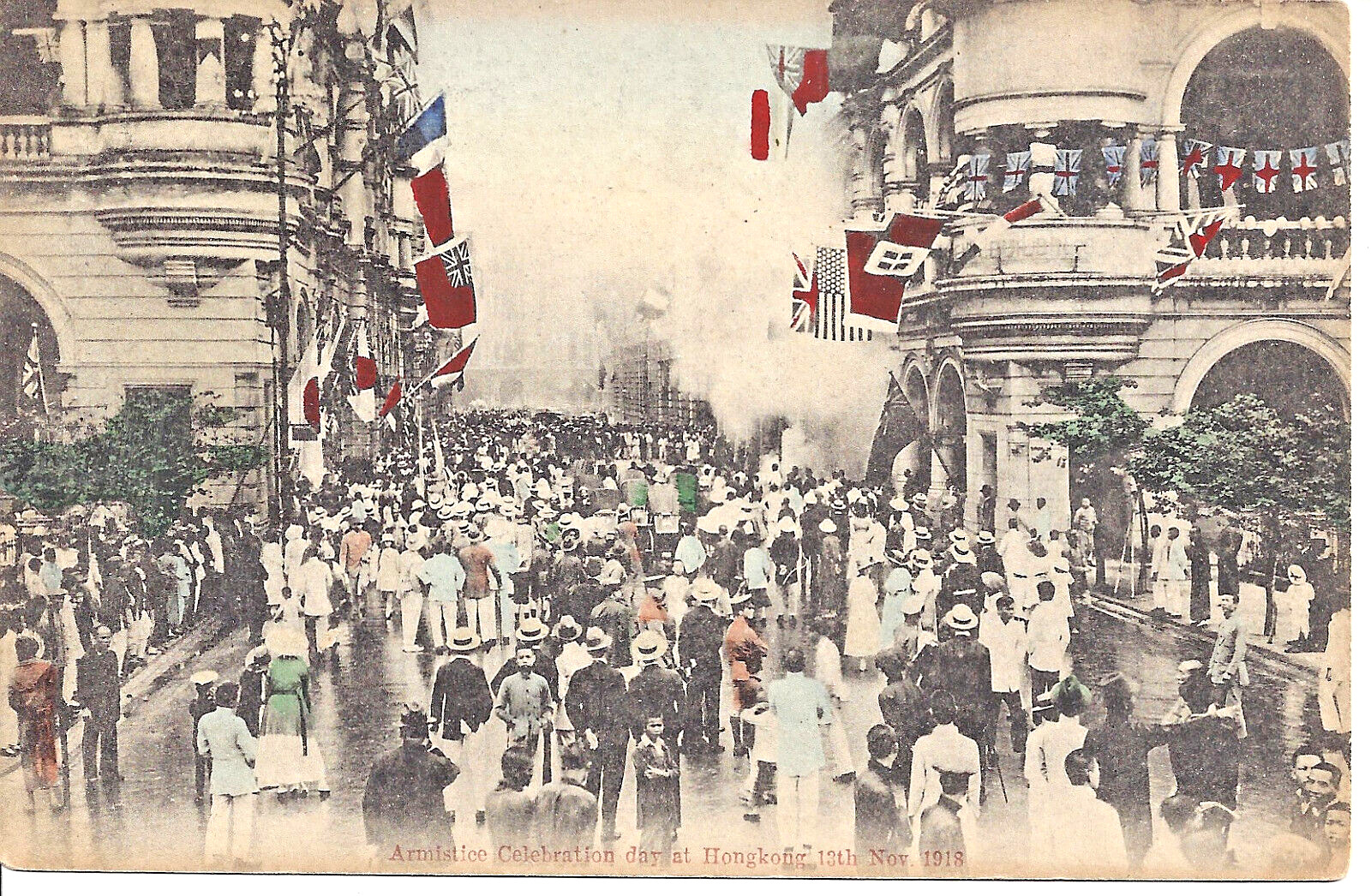 VINTAGE AMERICAN CELEBRATION DAY 1918 HONG KONG POST CARD NOT POSTED