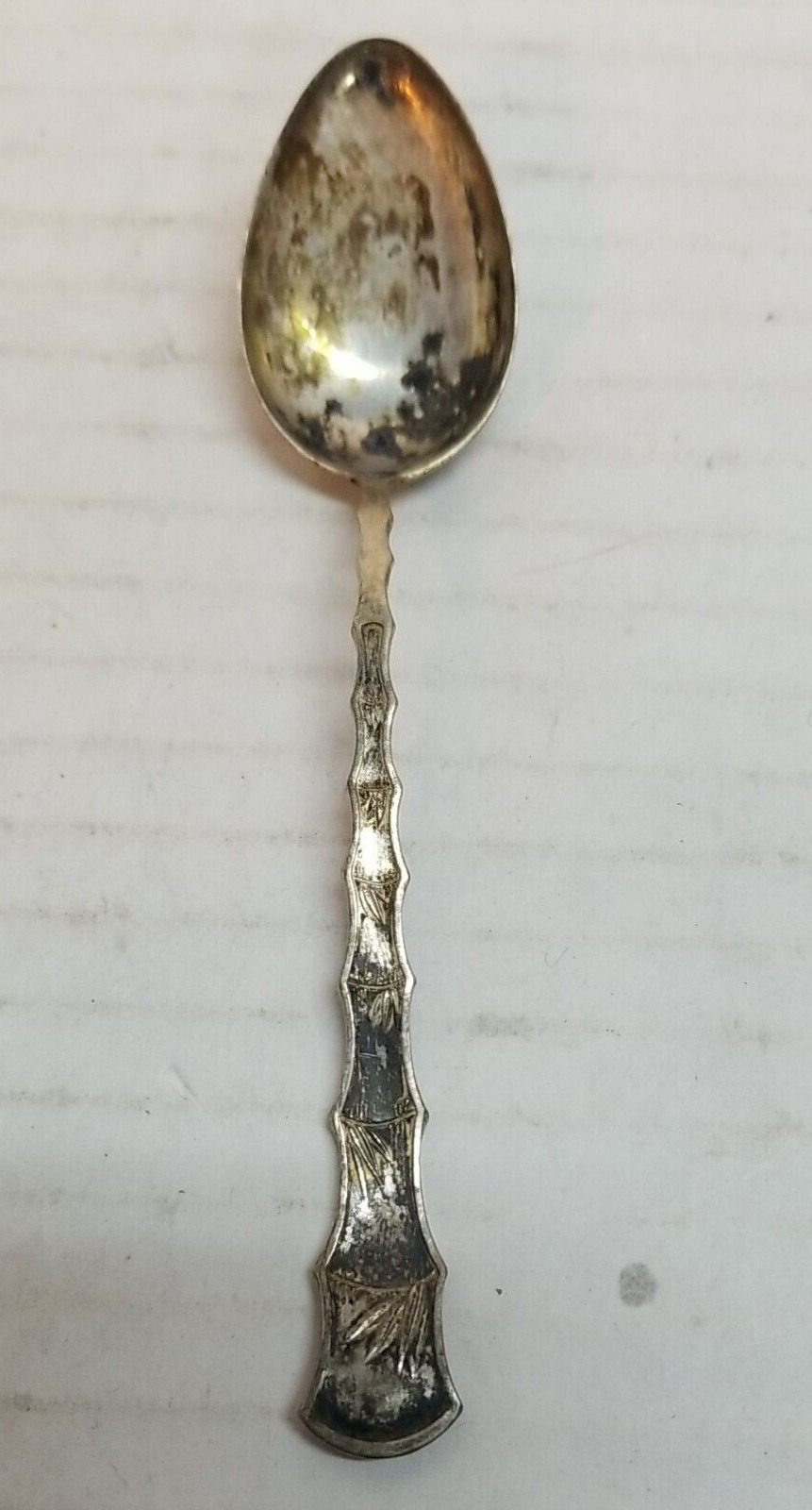 Vintage Unmarked Demitasse Spoon w/ Leaves