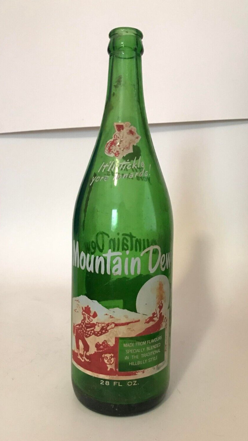 Super Rare Canadian MOUNTAIN DEW 28 oz ACL Quart Soda Pop Bottle *READ*