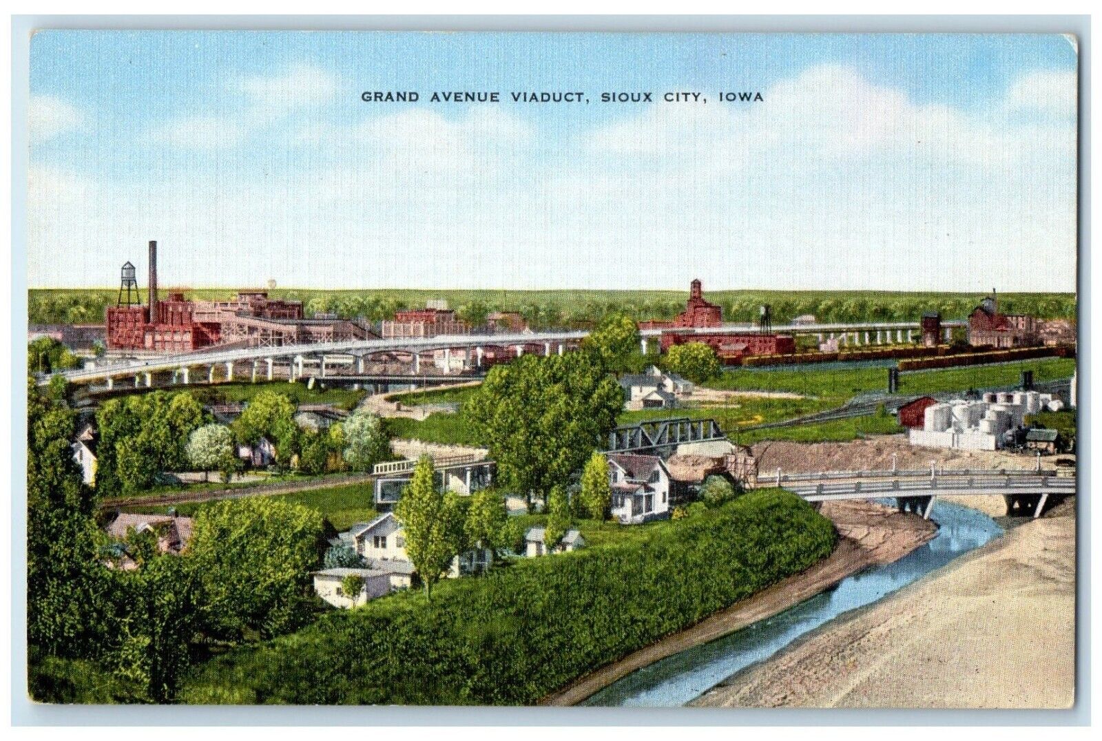 c1940 Grand Avenue Viaduct Exterior Building Sioux City Iowa IA Vintage Postcard