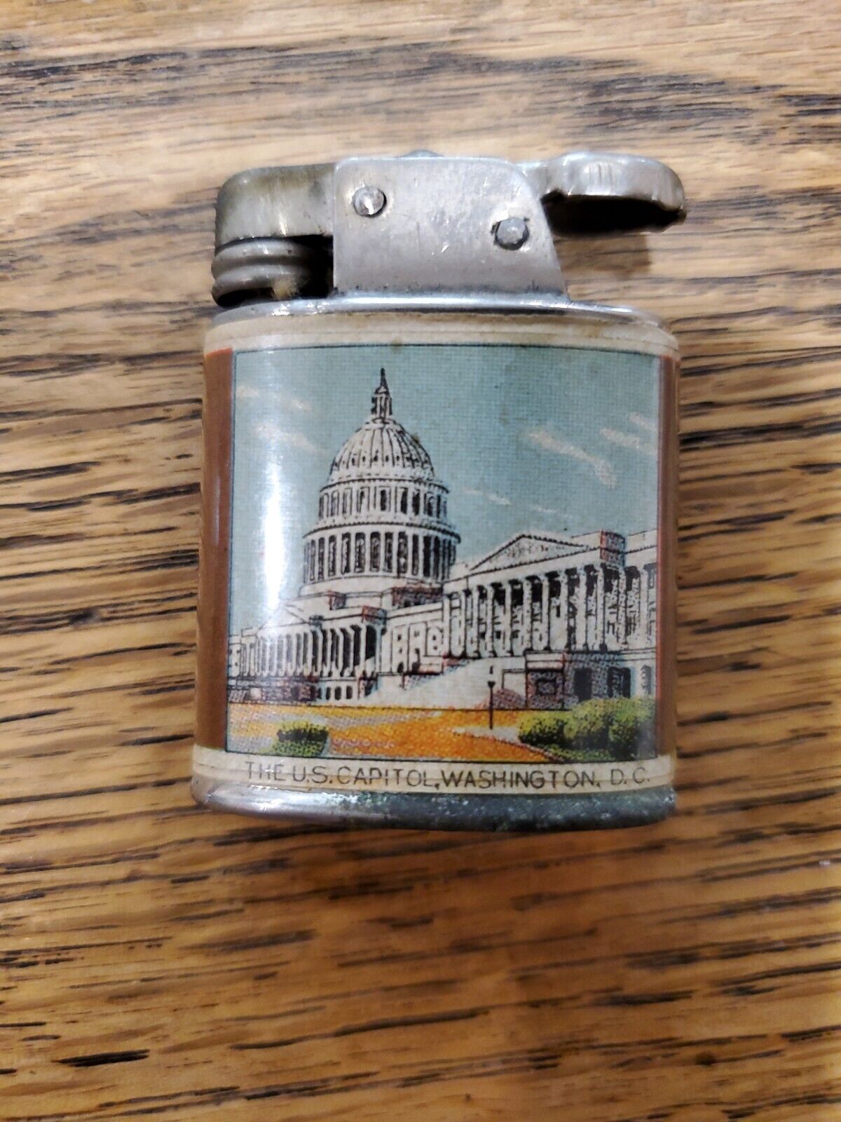 Vintage WASHINGTON DC, US CAPITOL, Cherry Blossom, Lincoln Memorial Flat Lighter