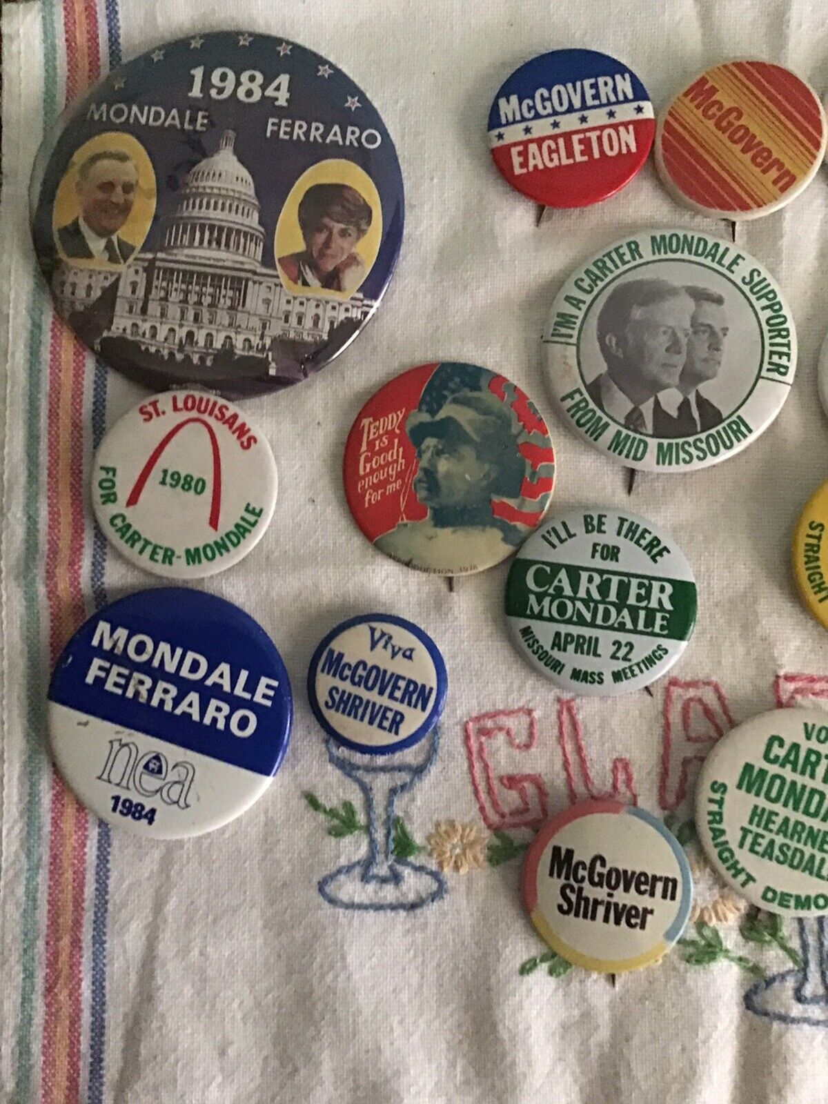 Lot of 21Vintage Presidential Campaign Political Buttons from an Estate 70’s-80’