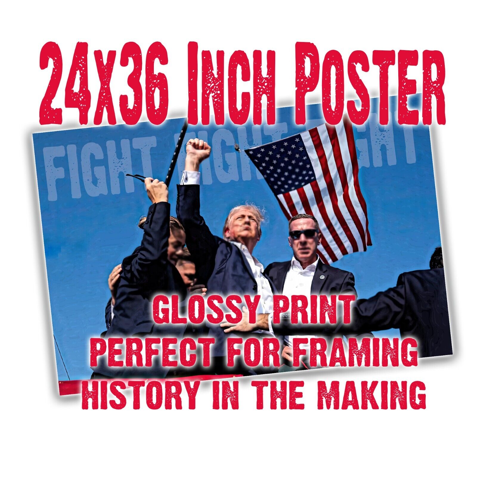 Donald Trump Pennsylvania Rally FIGHT FIGHT FIGHT 24x36 Inch Wall Poster
