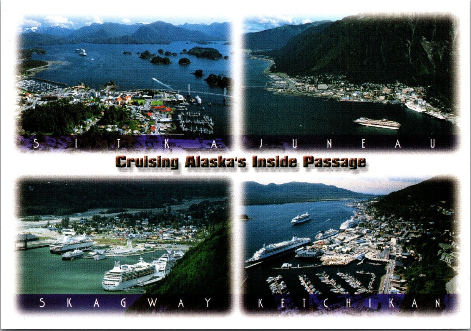 AK Postcard Alaska Inside Passage Cruise Ships Souvenir