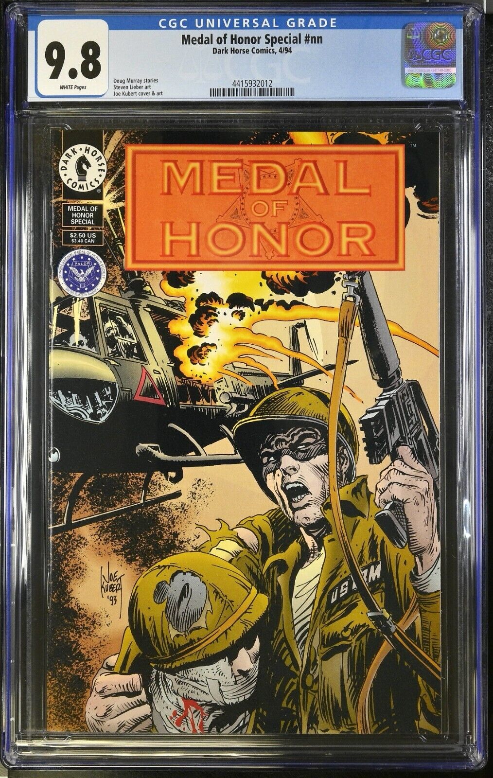Medal of Honor Special #1 CGC 9.8 Kubert Cover *LOW CENSUS* Rare 1994 Dark Horse