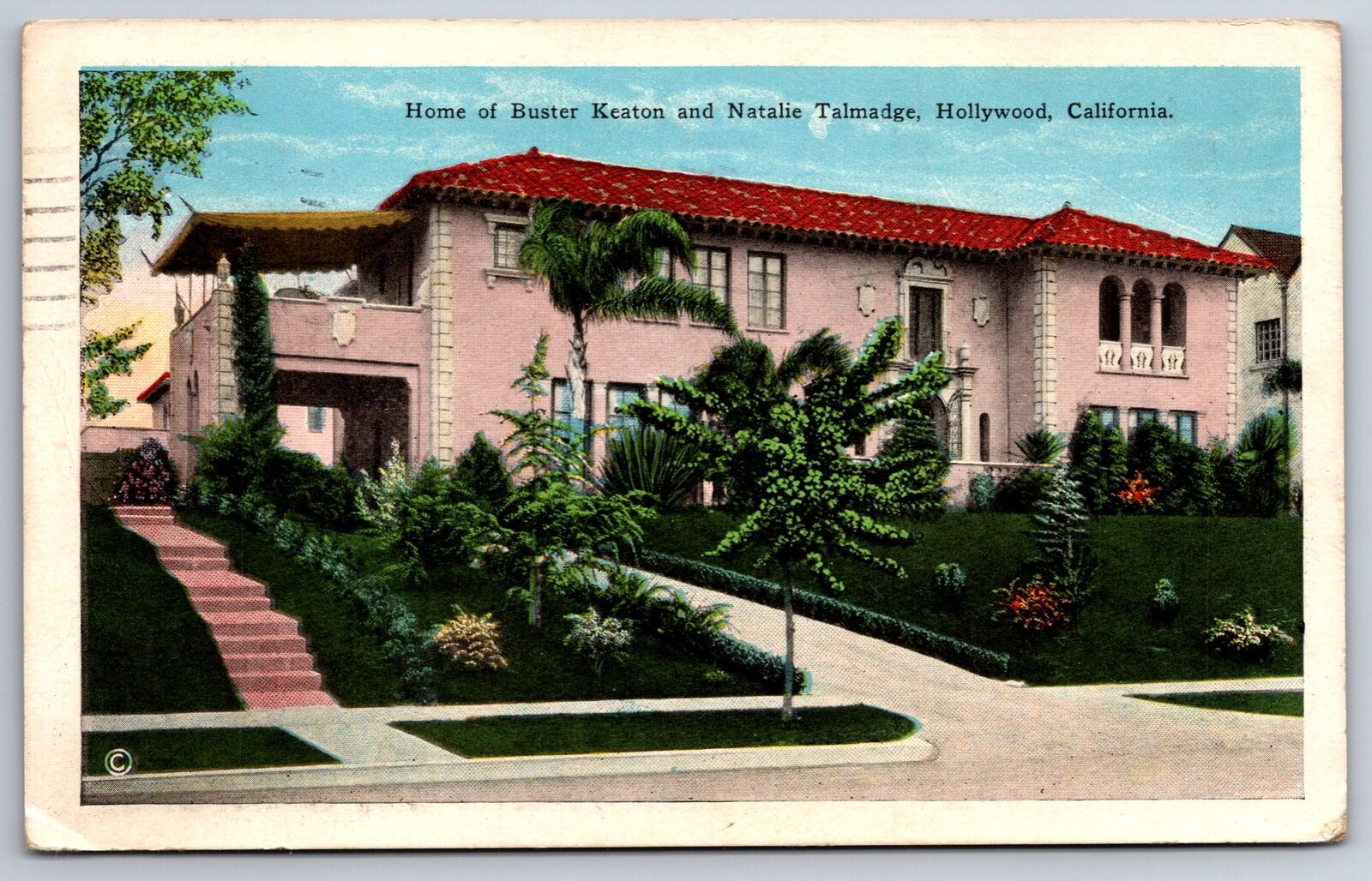 Hollywood California~Buster Keaton & Natalie Talmadge Home~1928 Postcard