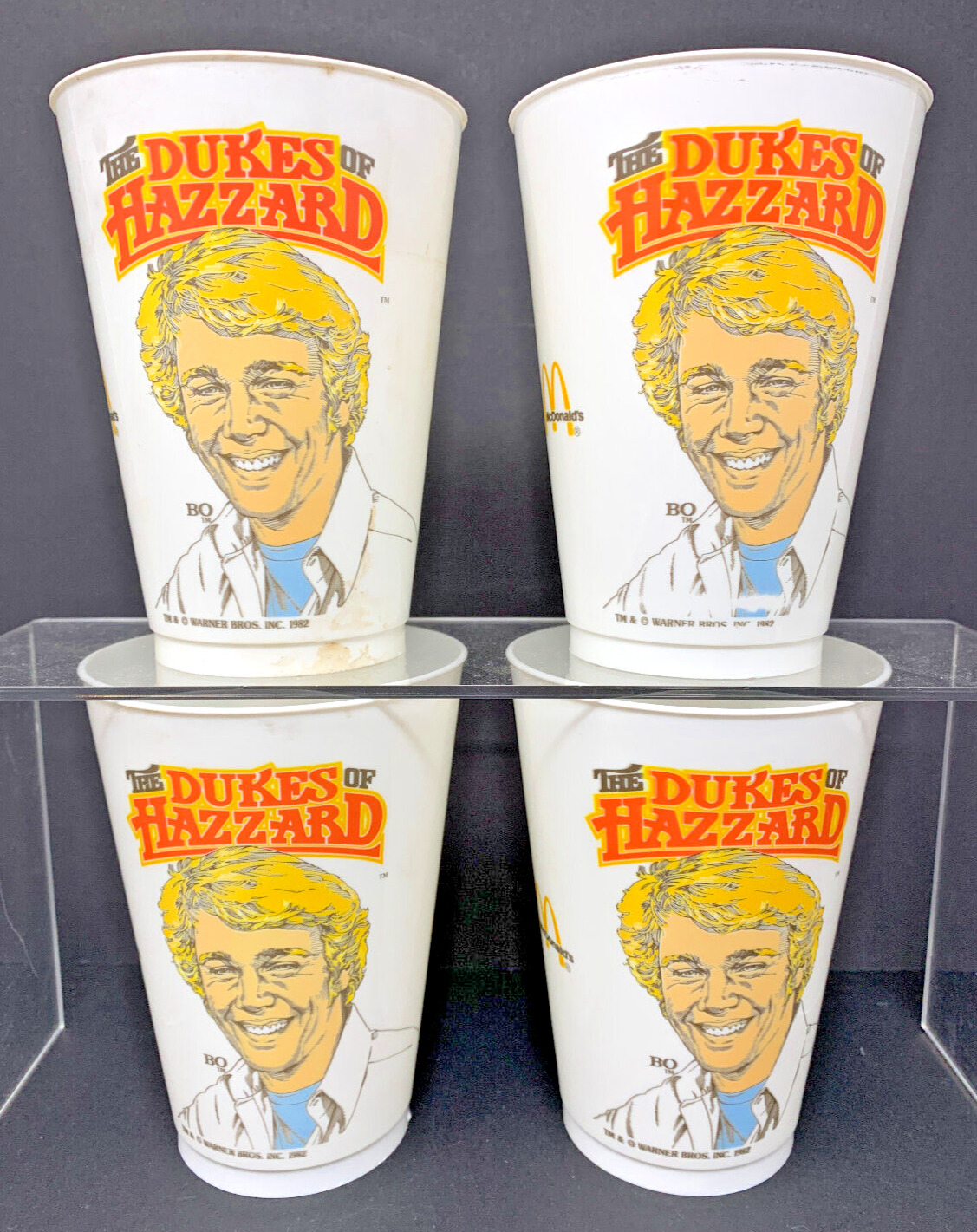 LOT of 4 Vintage 1982 McDonald’s The Dukes Of Hazzard BO Plastic Cups 5\