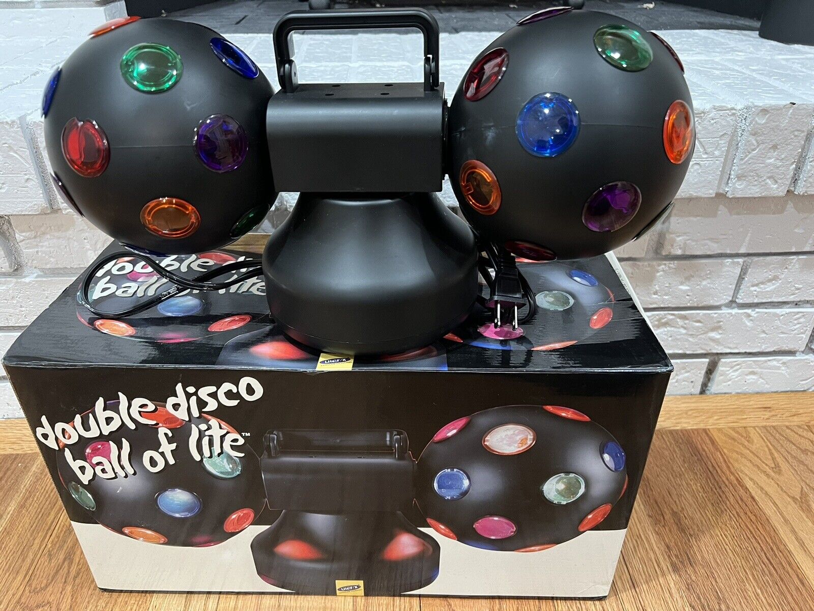 Lite F/X Double Ball of Lite Electric Rotating Disco Ball Halloween Prop