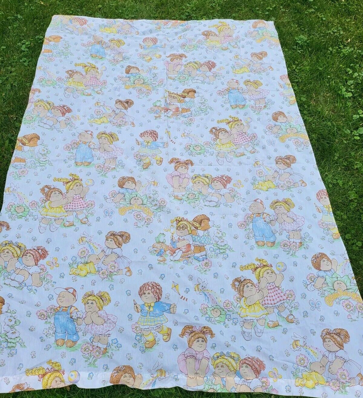 Vintage Cabbage Patch Kids Flat Top Sheet Fabric 1983 Twin Size 