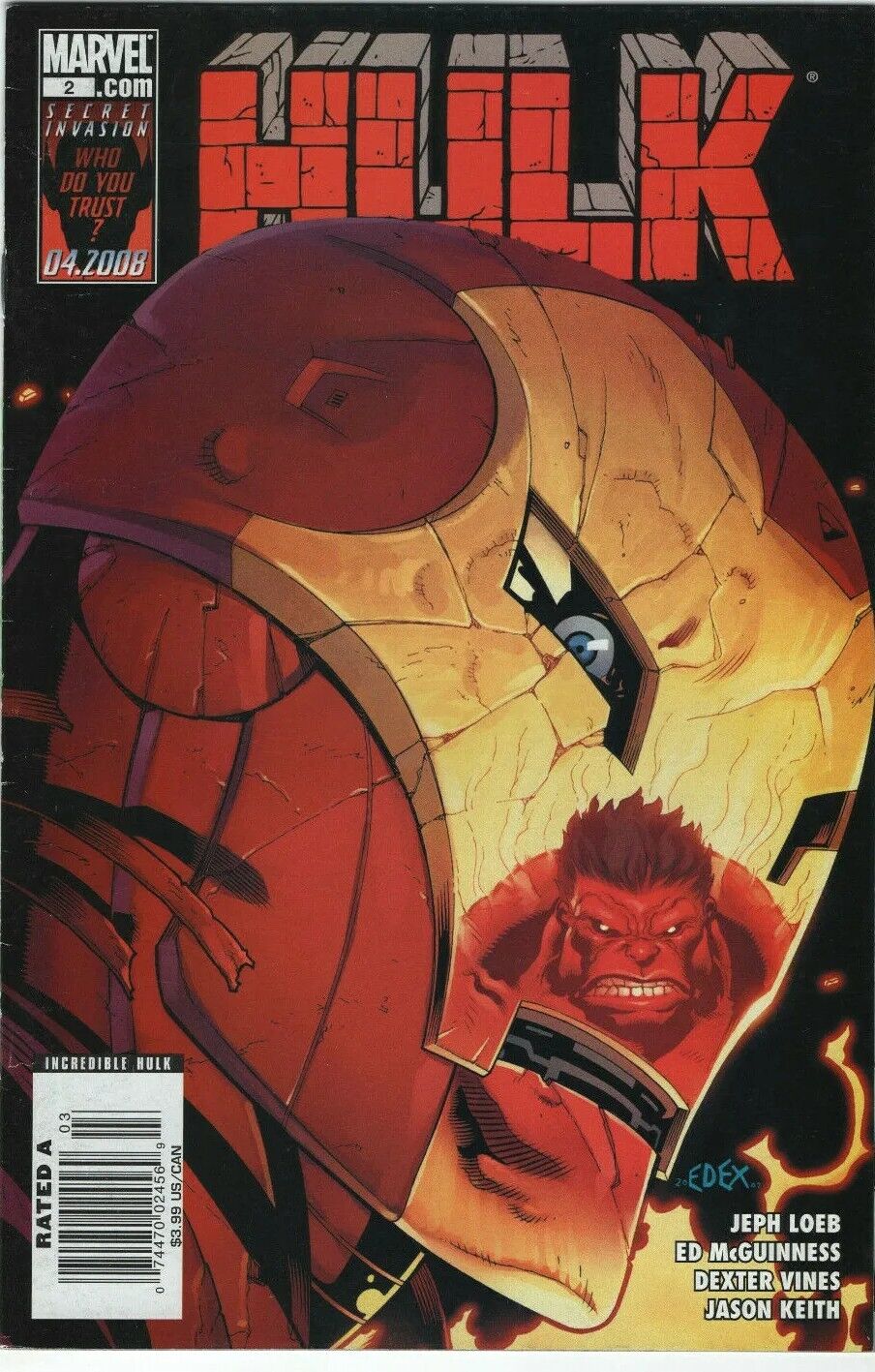 Hulk # 2 1st Appearance Red Hulk & A-Bomb Newsstand Variant 1 Marvel Comics 2008