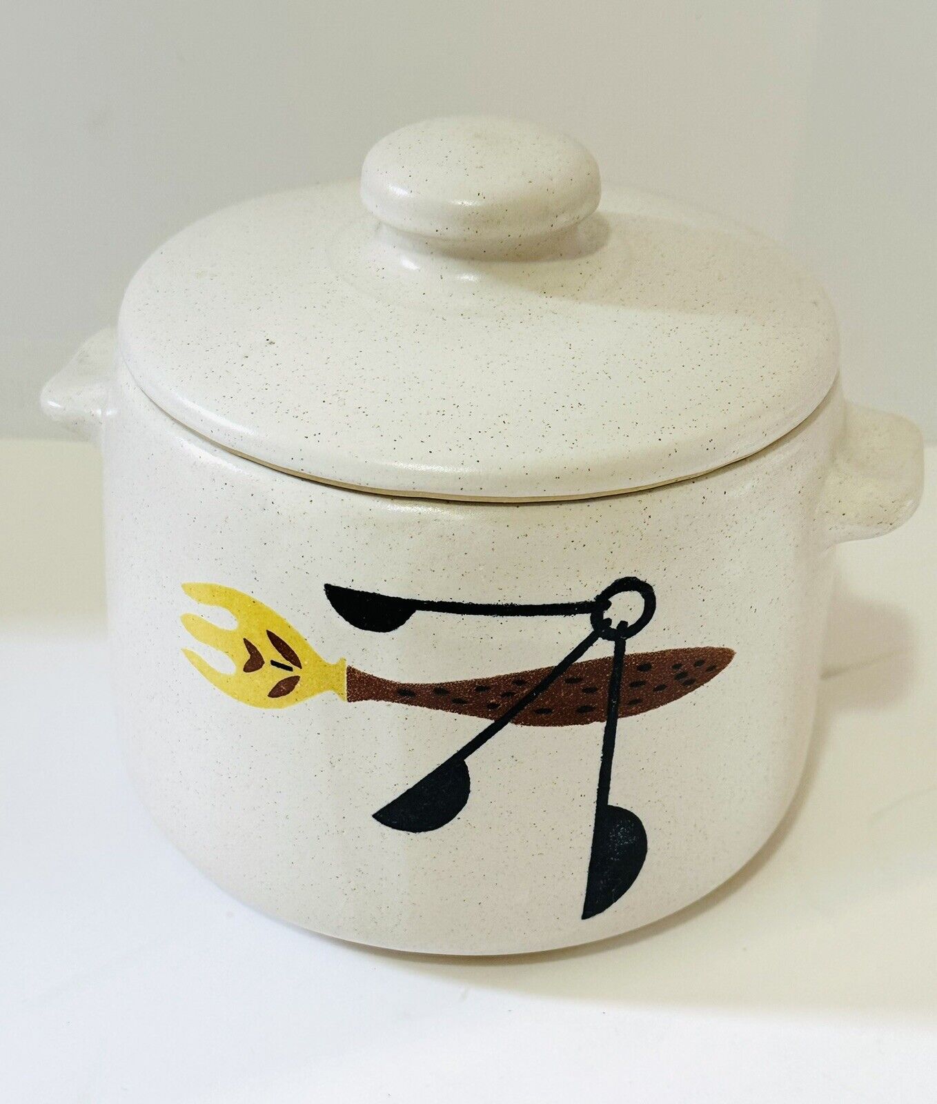 West Bend Bean Pot Crock With Lid Retro Vintage Mid-Century Stoneware