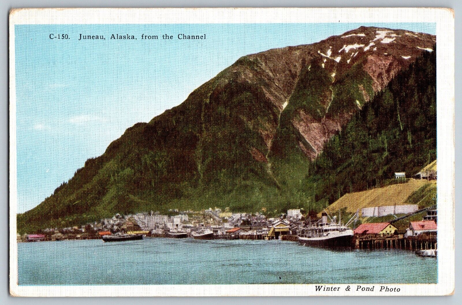 Juneau, Alaska AK - Winter and Pond Photo from the Channel - Vintage Postcard