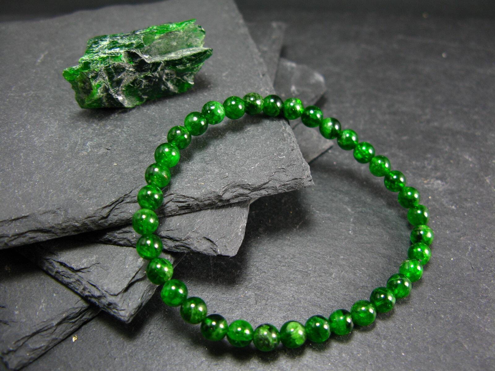 Chrome Diopside Genuine Bracelet ~ 7 Inches ~ 5mm Round Beads