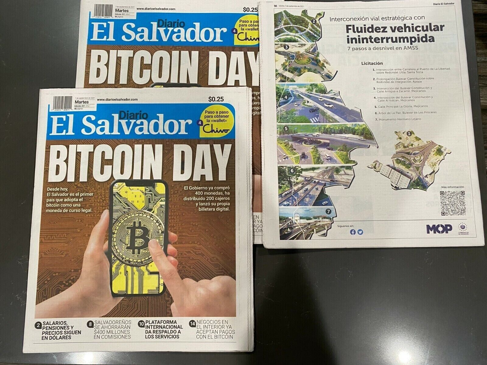 Newspaper, Bitcoin, 9/7/2021, El Salvador Diario, Bitcoin Day, 