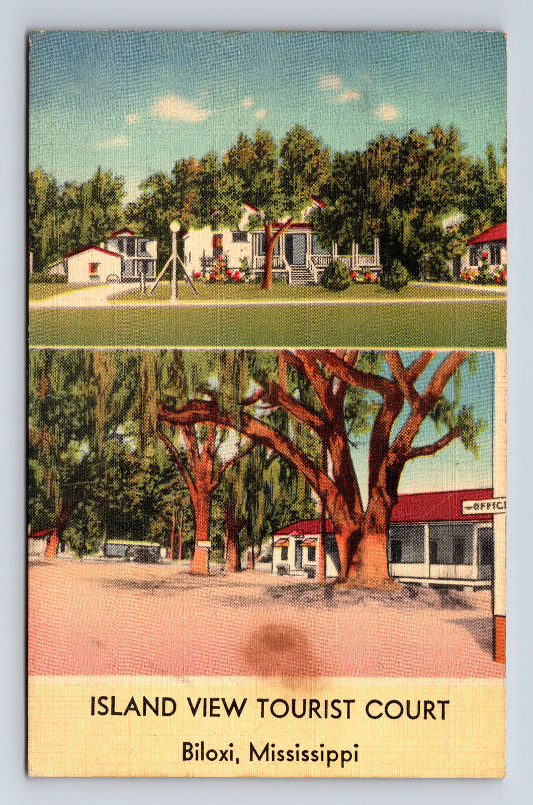 c1941 Island View Tourist Court Motel Biloxi MS Roadside America Postcard