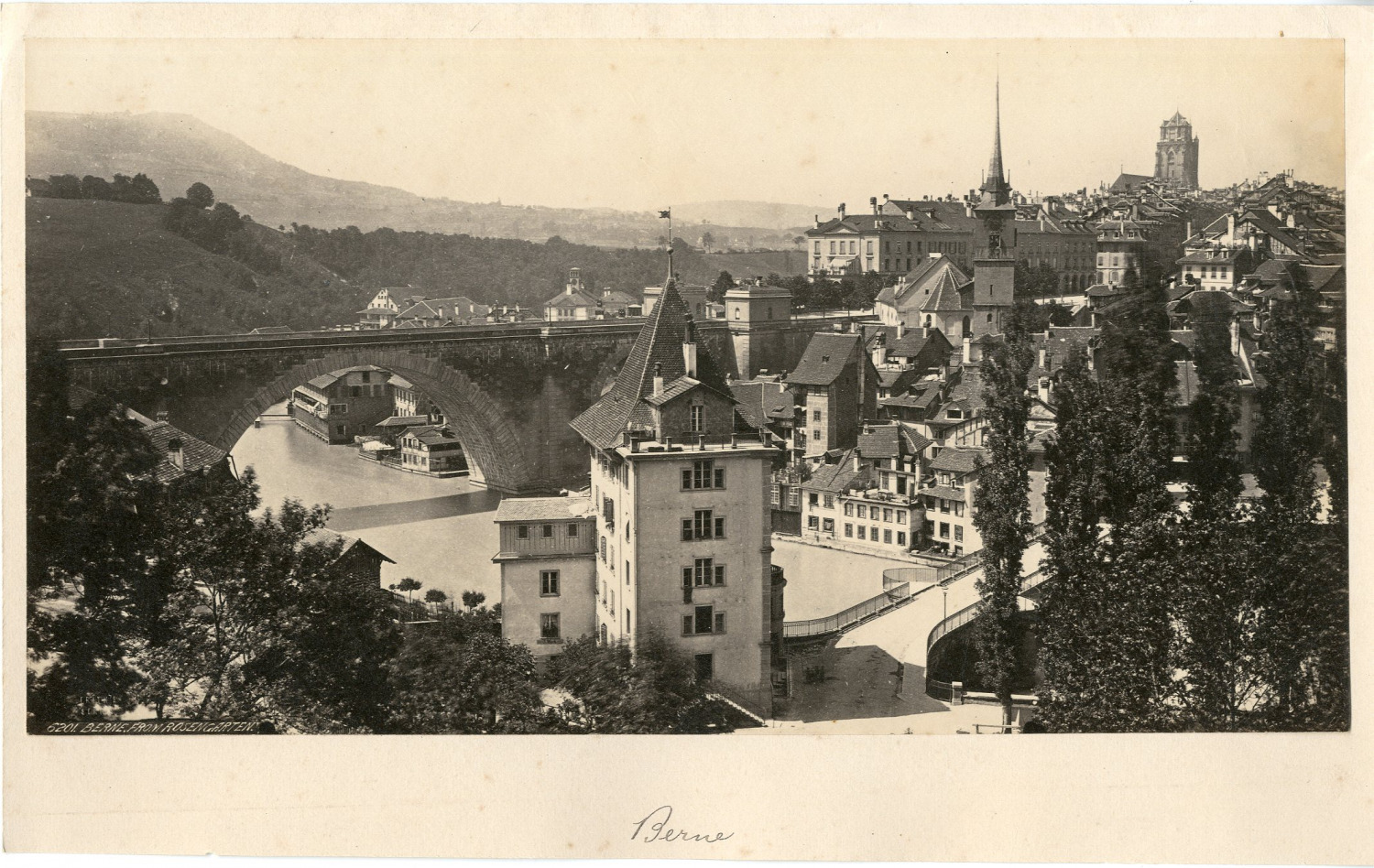 Frith s Series, Switzerland, Bern from Rosengarten Vintage Albumen Print.  T