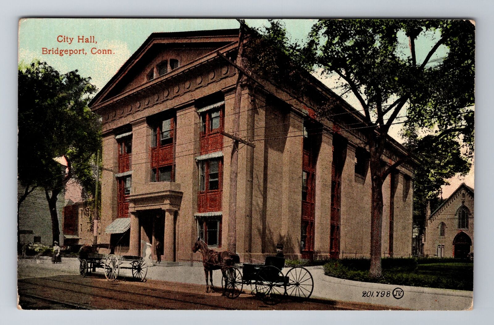 Bridgeport CT-Connecticut, City Hall, Antique, Vintage Souvenir Postcard