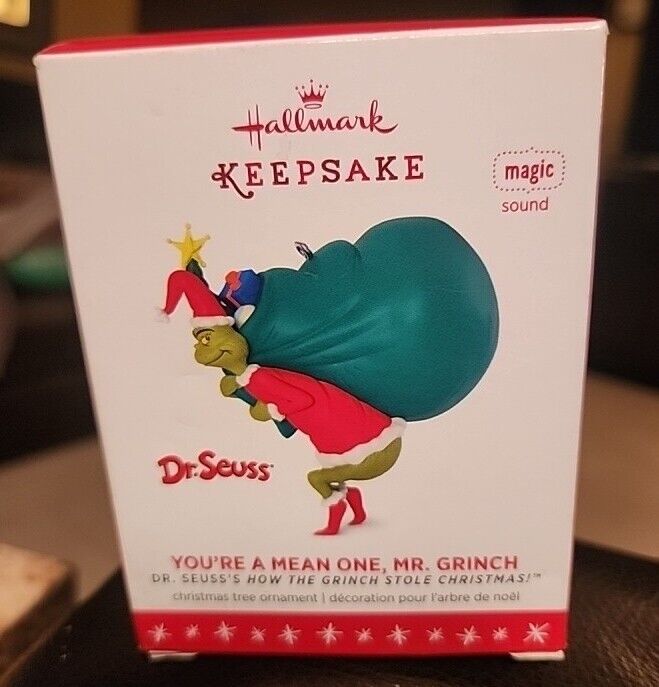 2016 Dr. Seuss You\'re a Mean One Mr Grinch Sound Magic Hallmark Ornament  