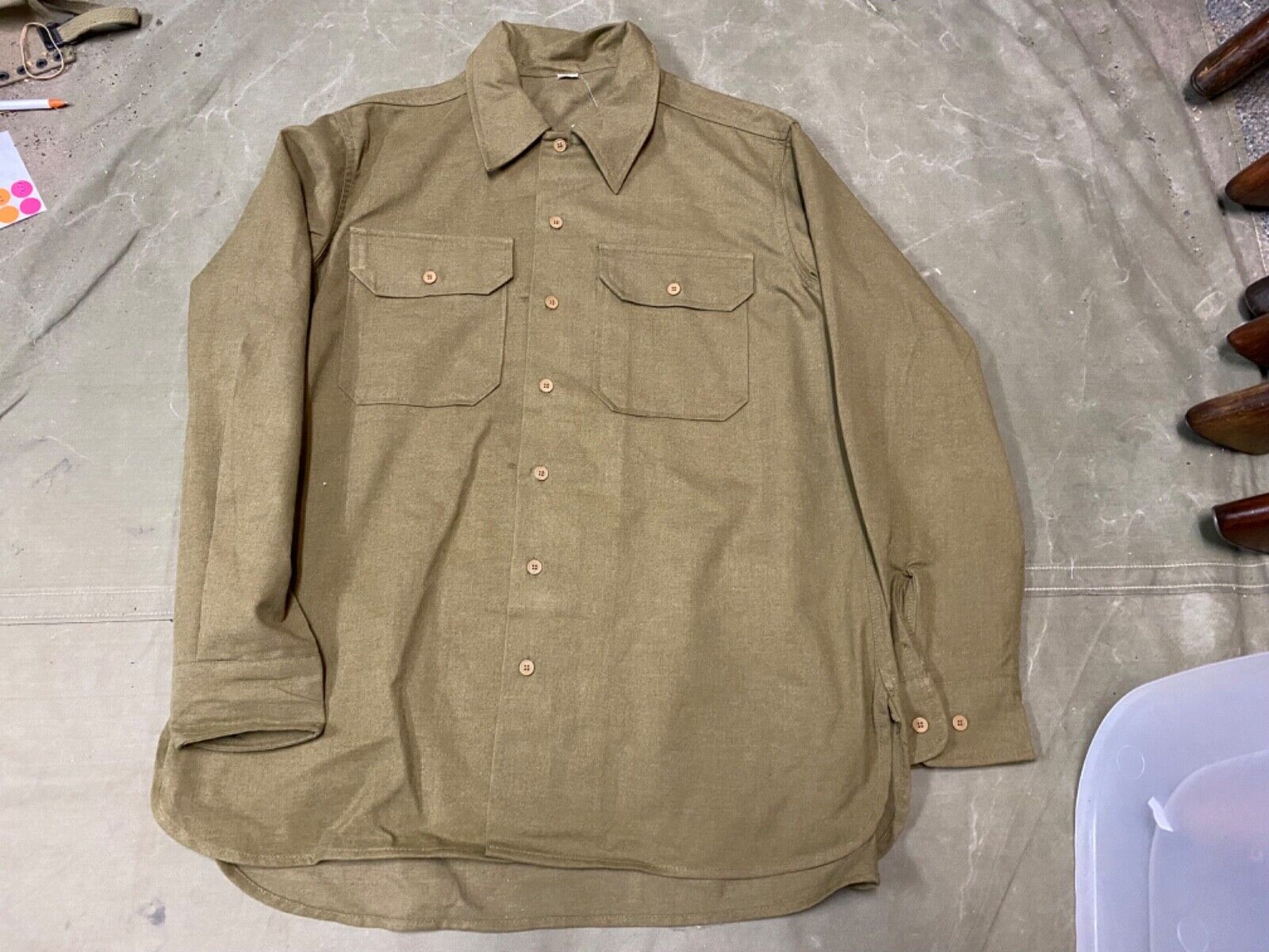 WWII US ARMY M1937 M37 WOOL ENLISTED & NCO COMBAT FIELD SHIRT- XL