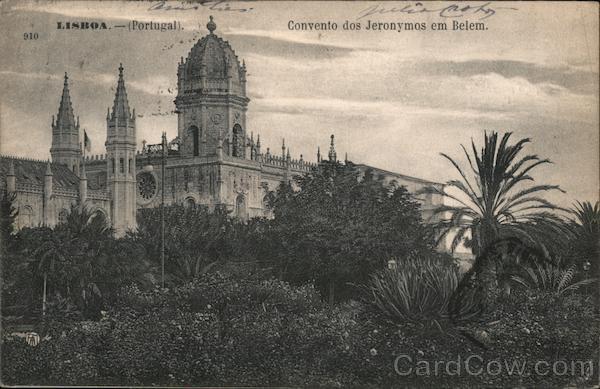 Portugal Lisbon Jeronimos Monastery in Belem Postcard Vintage Post Card