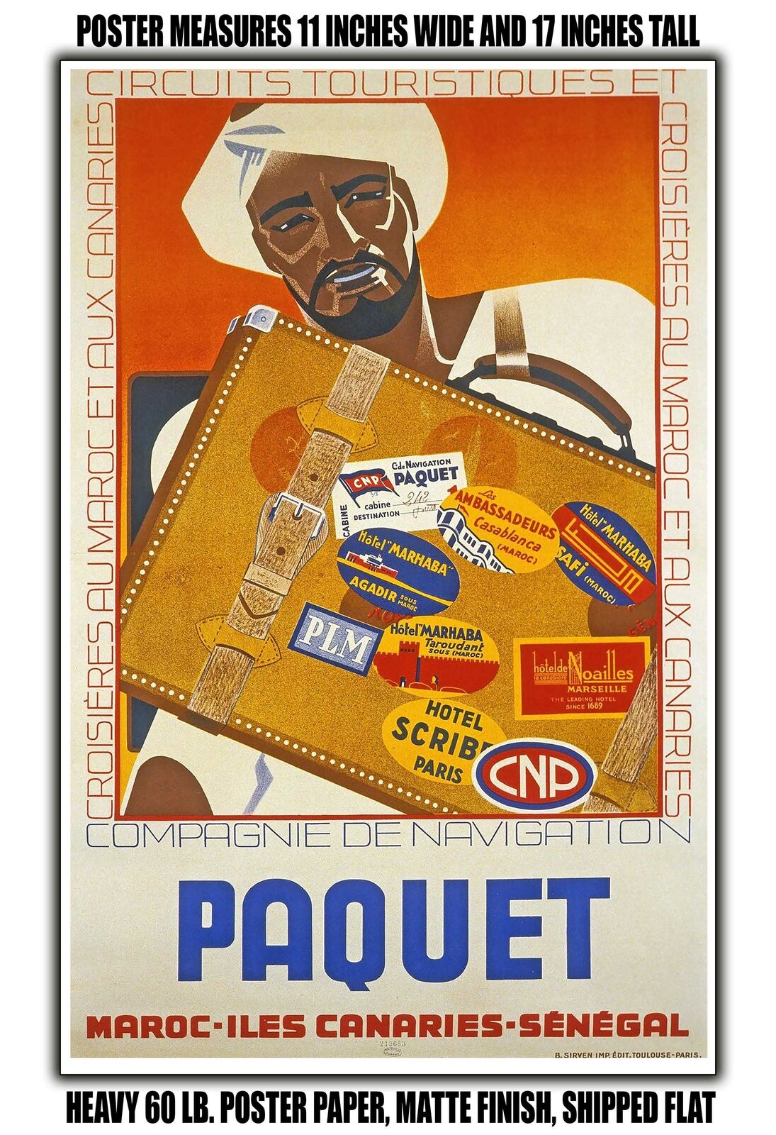 11x17 POSTER - 1935 Paquet Navigation Company Morocco, Canary Islands, Senegal