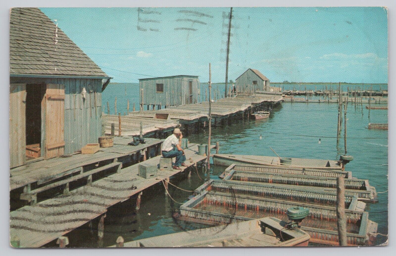 Chesapeake Bay Maryland, Crab Floats & Fishing Shanty Cabins, Vintage Postcard