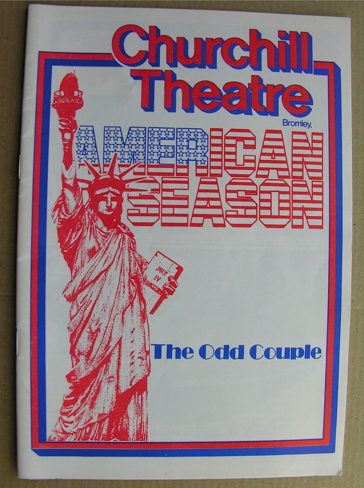 1979 THE ODD COUPLE Neil Simon James Berwick Johnny Wade Churchill Theatre