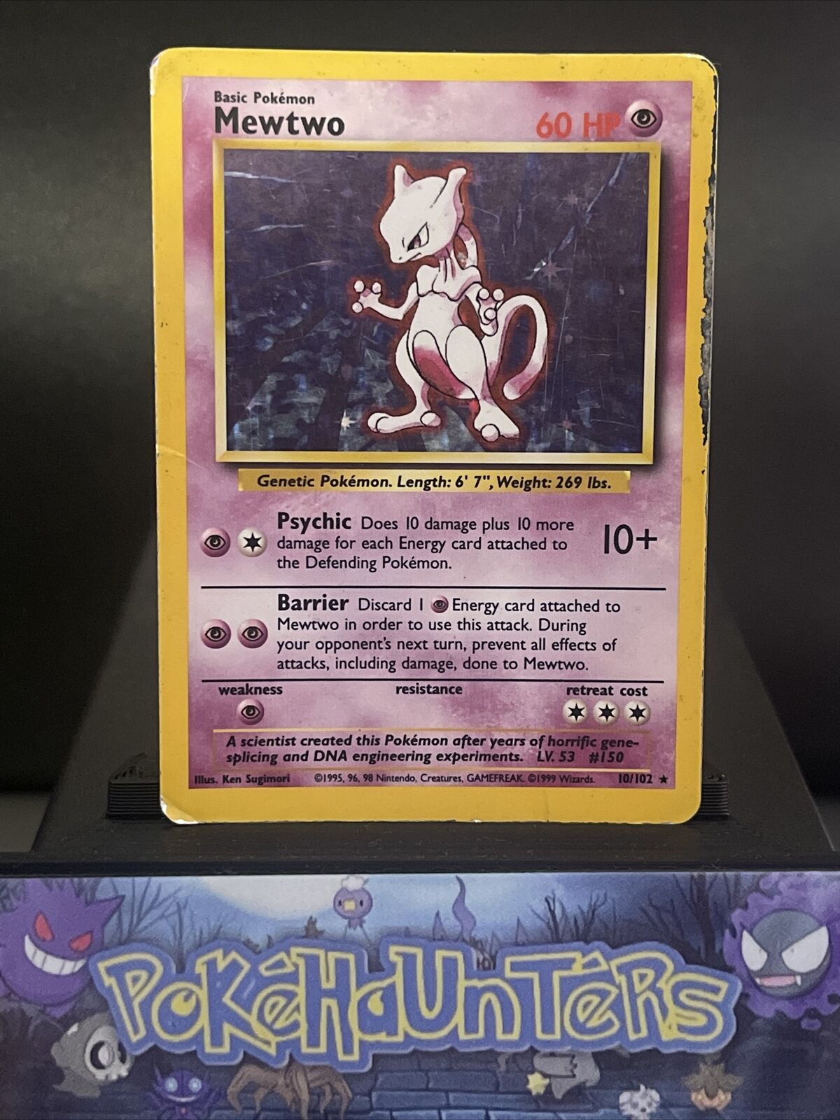 Pokemon Card Mewtwo 10/102 Holo Rare Base Set WOTC Played 4