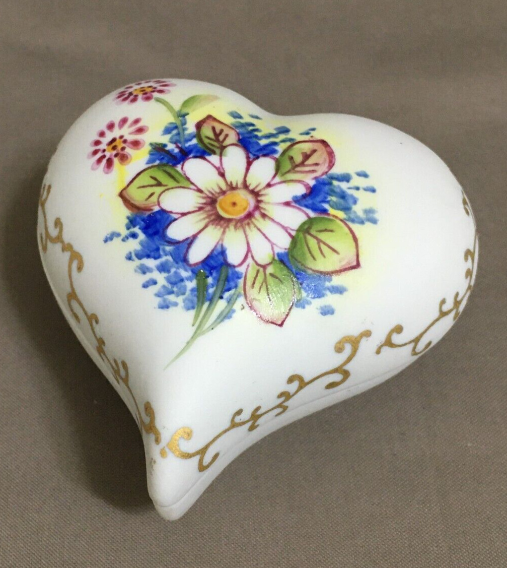 Vintage Trinket Box Made Japan Small Heart Shaped Matte Finish Hand Painted 