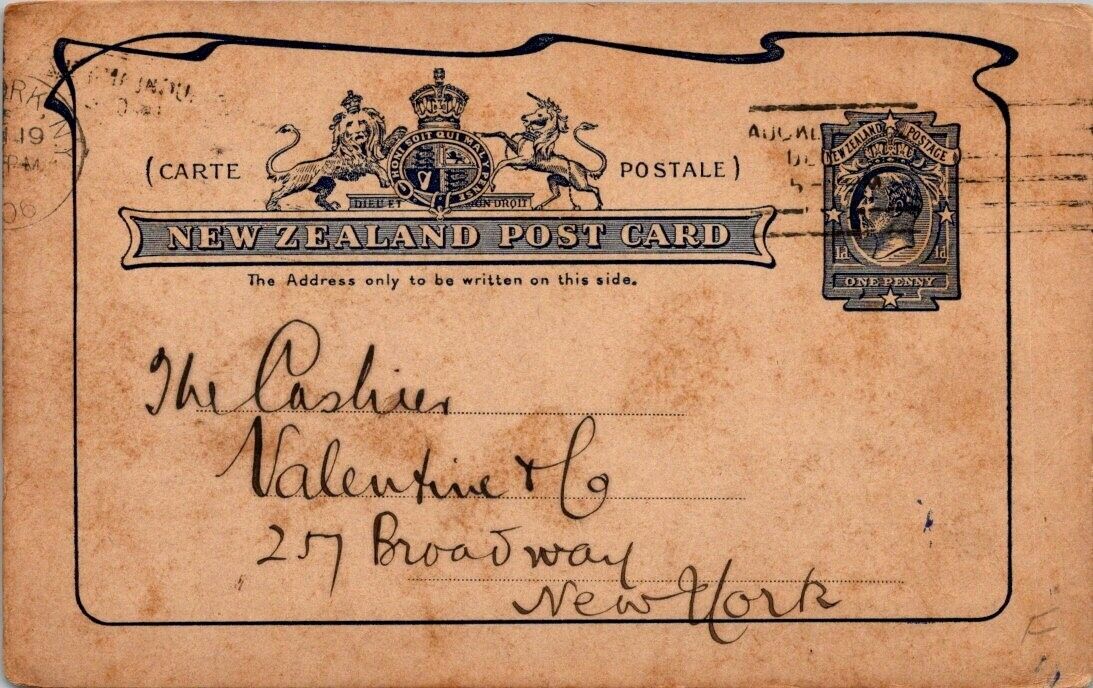 Rare vintage NEW ZEALAND post card from UNION BANK OF AUSTRALIA LIMITED 1905