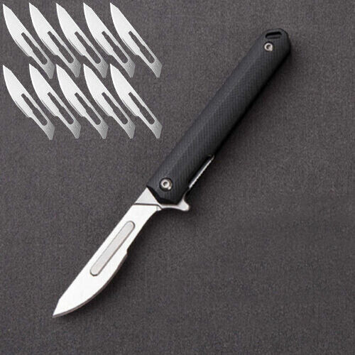 G10 Pocket Utility Knife Replace Scalpel Blade EDC Outdoor Camping Folding Knife