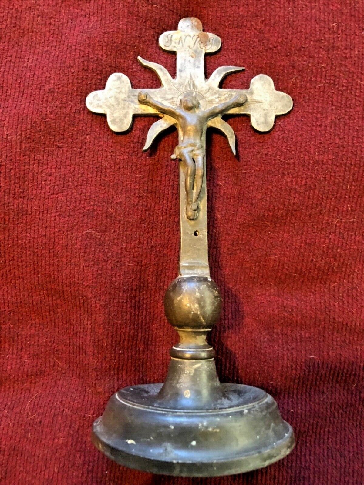 AMAZING LATE RENAISSANCE PEWTER CRUCIFIX FROM FRANCE CA. 1640 17TH CENTURY