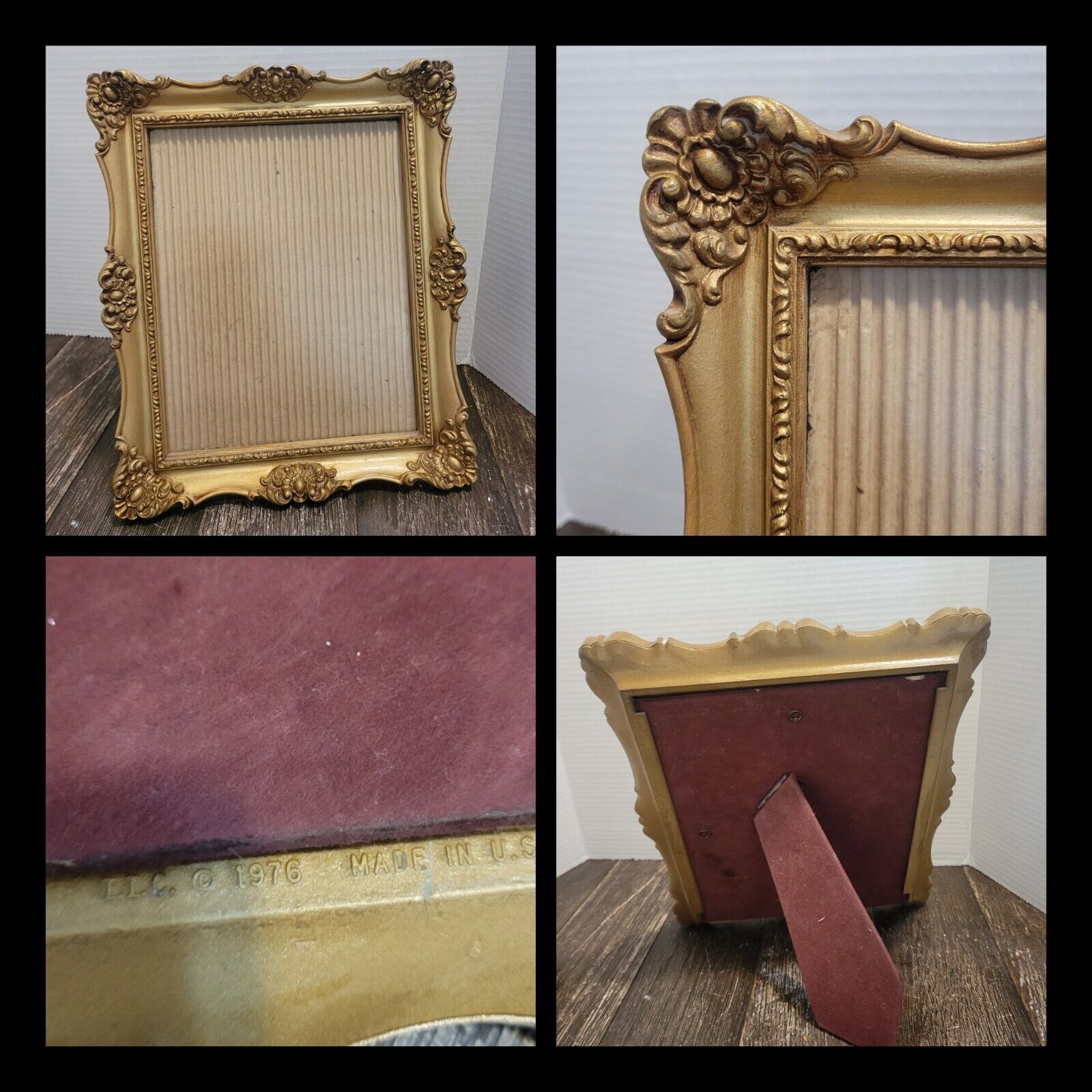 Vintage IIC Ornate Gold Scroll 8x10 Picture Frame 1976 Hollywood Regency 