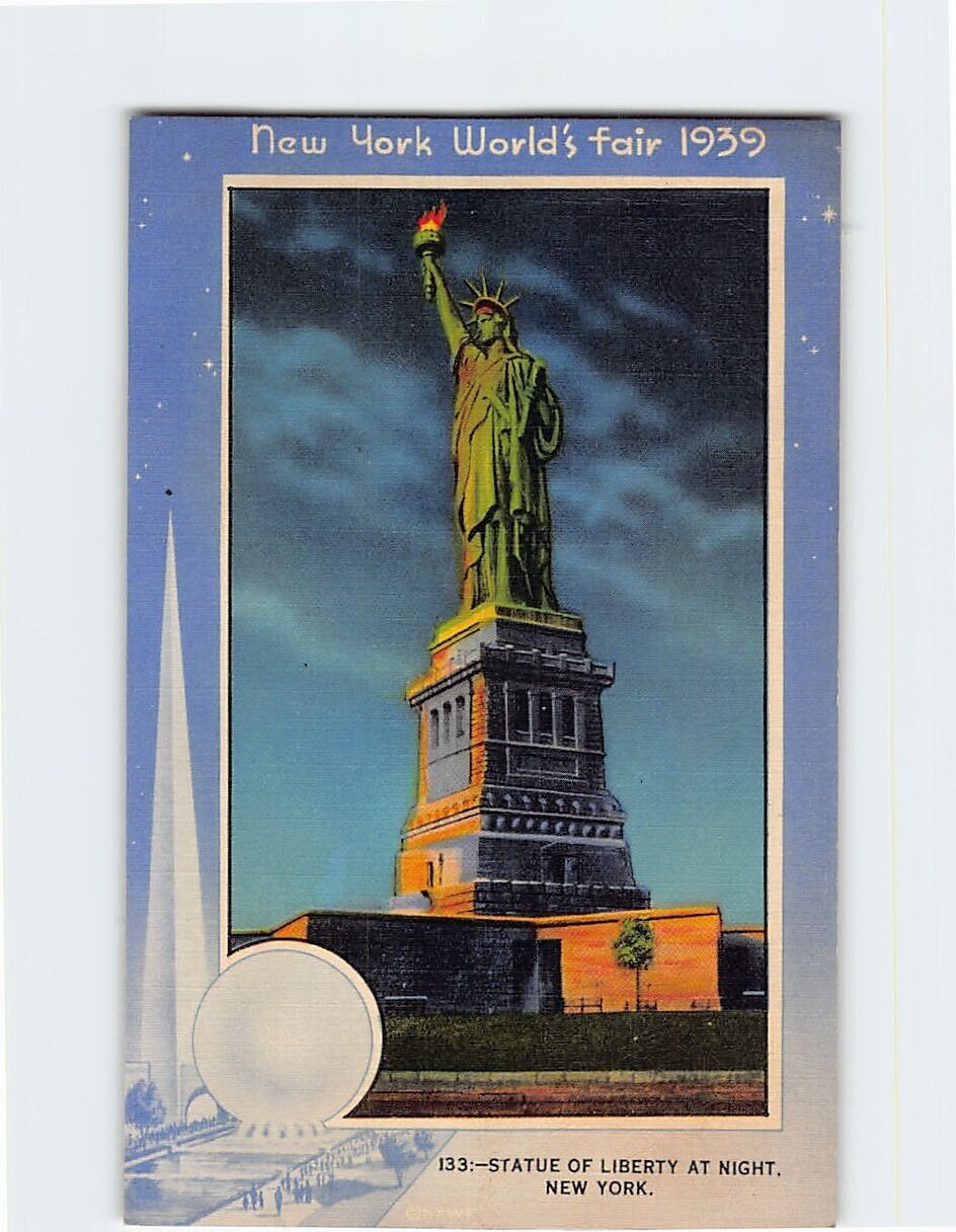 Postcard Statue of Liberty at Night New York USA