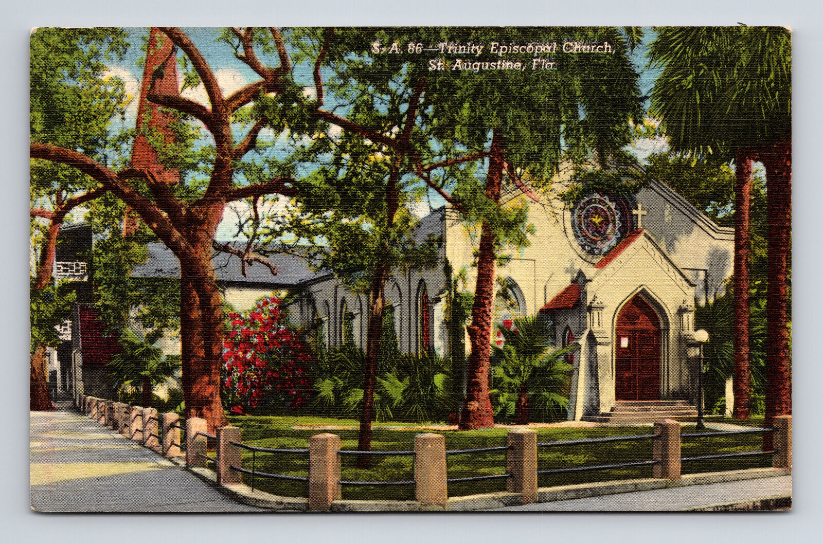 c1942 Linen Postcard St. Augustine FL Florida Trinity Episcopal Church