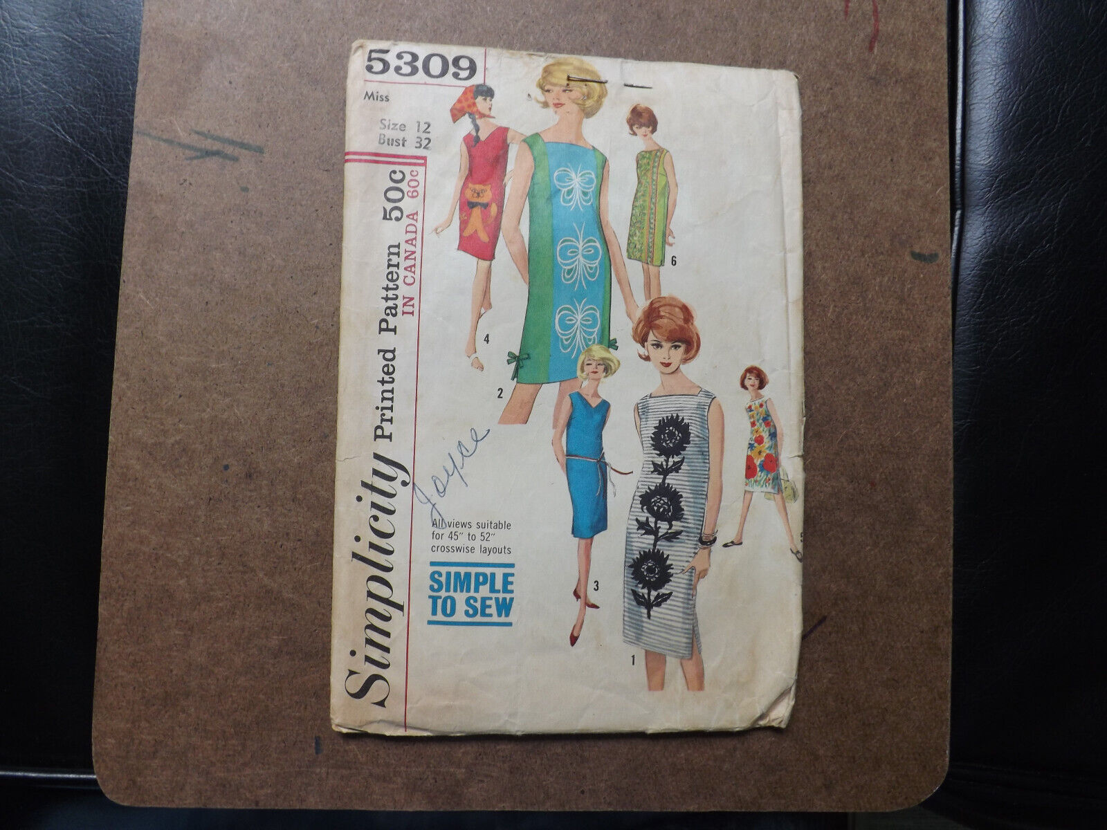 Vintage Simplicity Easy Sew Pattern 5309 Misses Women One Piece Dress Size 12 