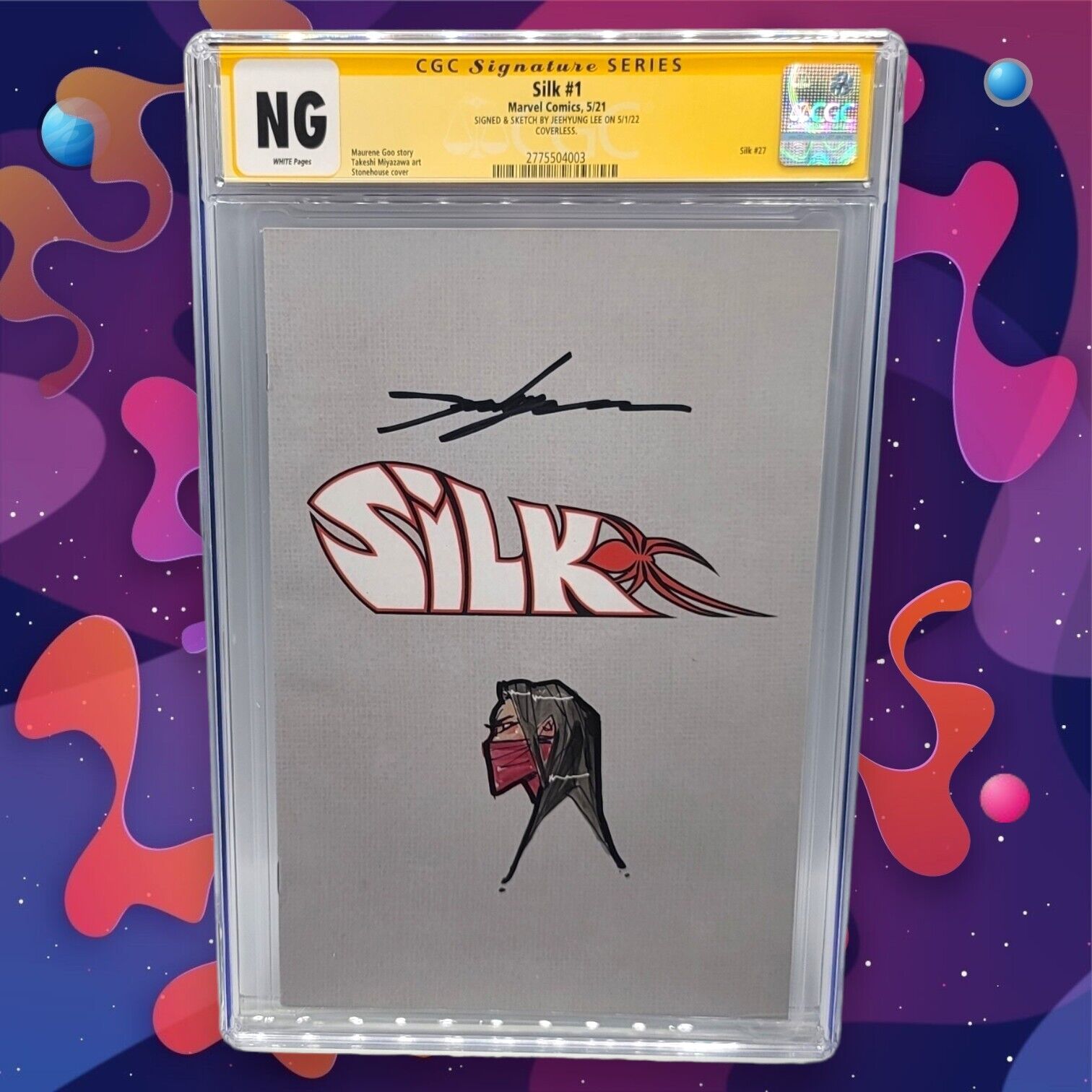 Silk #1  CGC SS NG Rare Error Variant 1A SIGNED & Remarked By JEEHYUNG LEE 