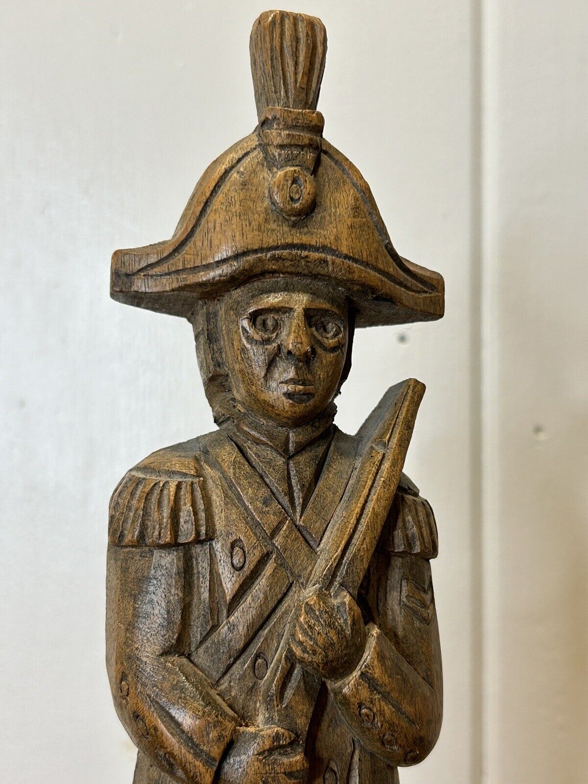 Vintage Wooden Soldier Statue Hand Carved Napoleon 12” Unique 300D