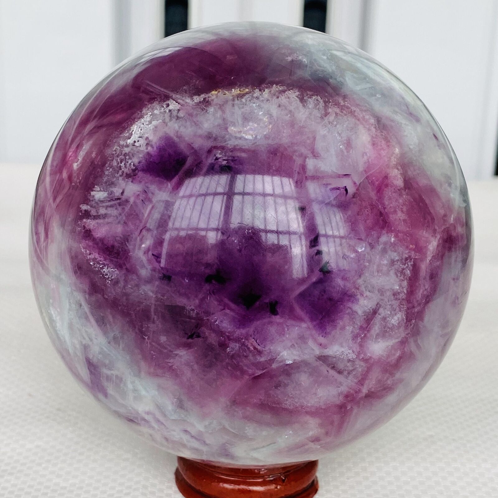 1680G Natural Fluorite ball Colorful Quartz Crystal Gemstone Healing