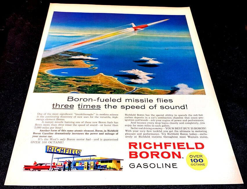 1950s Richfield Boron Gasoline Large Print Advertisement In Color