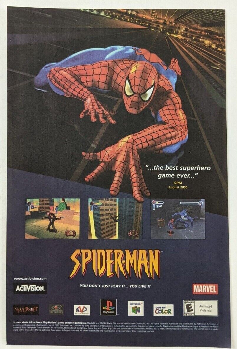 Spider-Man PlayStation PS1 N64 Print Ad Game Poster Art PROMO Original Marvel