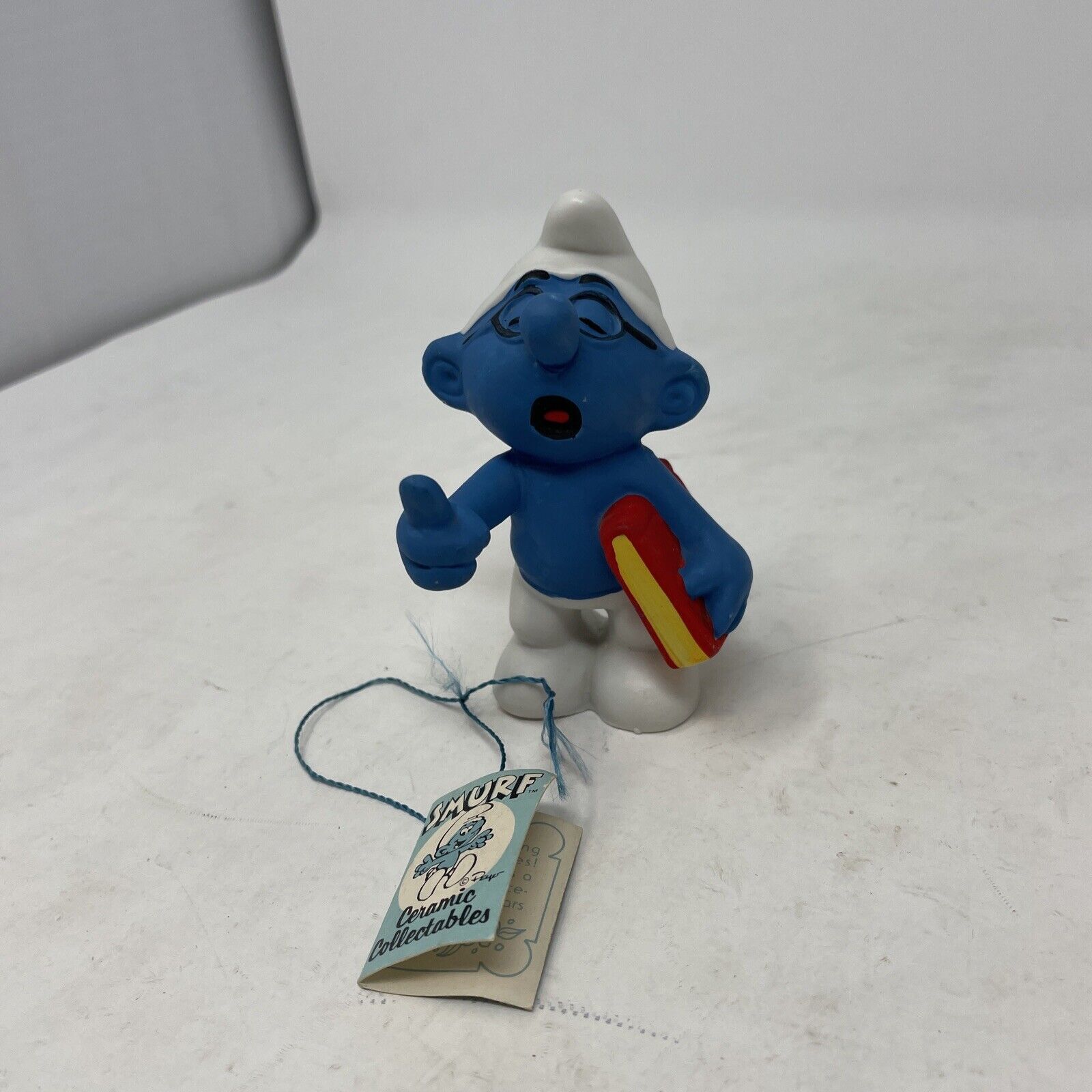Vintage 1982 Wallace Berrie The Smurfs Ceramic Collection Brainy Smurf figurine