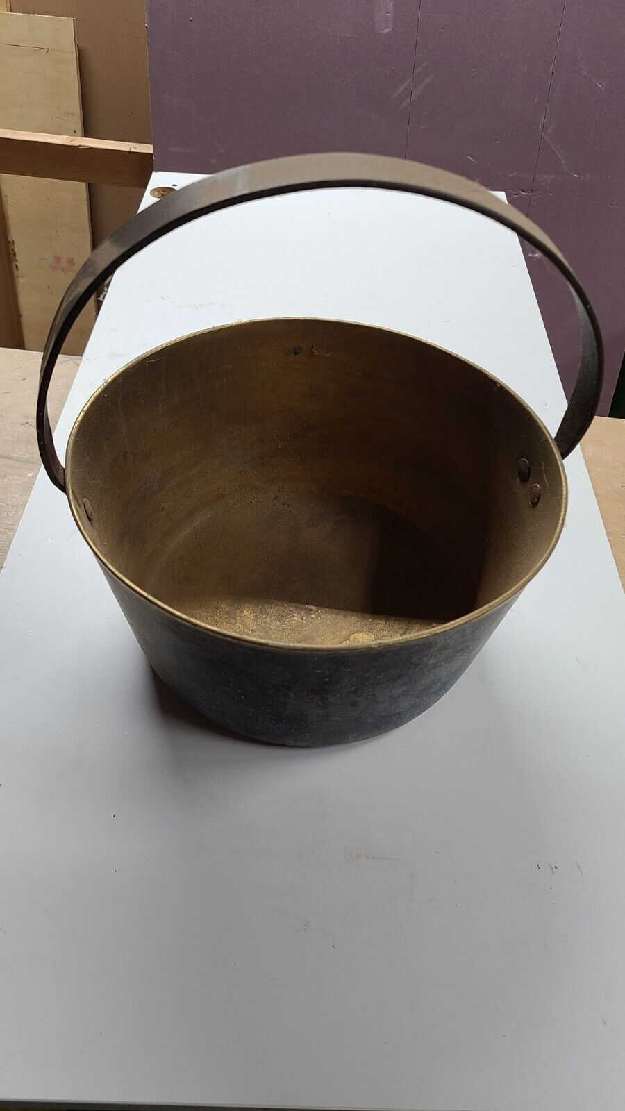 Heavy Antique Brass Jam Pan, Cooking Pot, Vintage Georgian